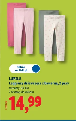 Legginsy dziewczęce z bawełną, 2 pary promocja w Lidl