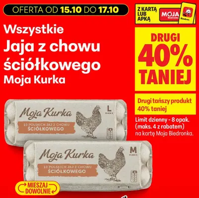 Jajka kurze z chowu ściółkowego L Moja Kurka promocja w Biedronka
