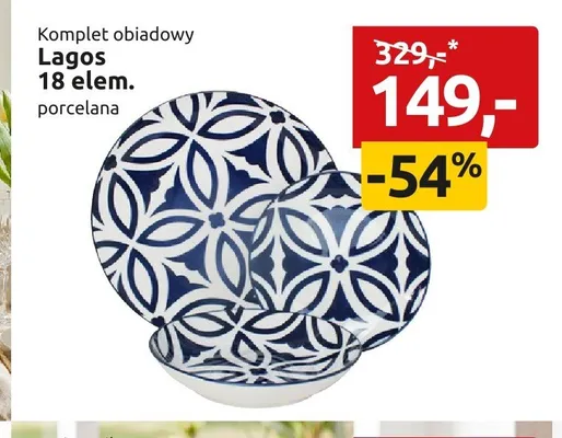 Komplet obiadowy Lagos 18 elementów promocja w Black Red White