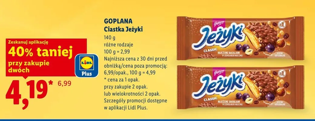 Ciastka Jeżyki Goplana promocja w Lidl