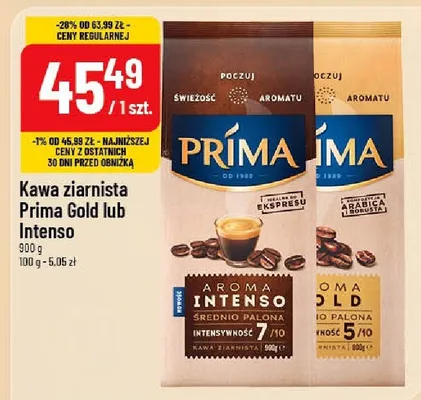 Kawa ziarnista Gold lub Intenso promocja w POLOmarket
