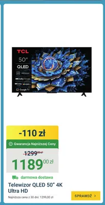 Telewizor TCL QLED 50" 4K Ultra HD promocja w ERLI