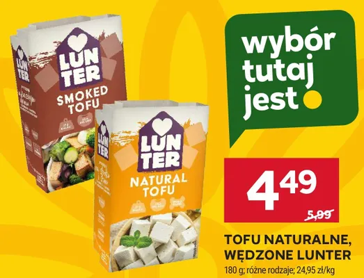 Tofu wędzone Lunter promocja w Stokrotka