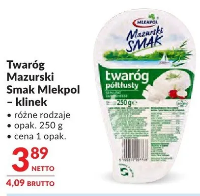 Twaróg Mazurski Smak Mlekpol - klinek promocja w Makro