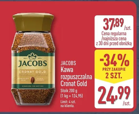 Kawa rozpuszczalna Jacobs Cronat Gold promocja w Aldi