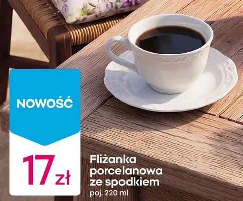 Filiżanka porcelanowa ze spodkiem 220 ml promocja w Pepco