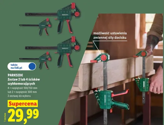 Zestaw 4 ścisków szybkomocujących Parkside promocja w Lidl