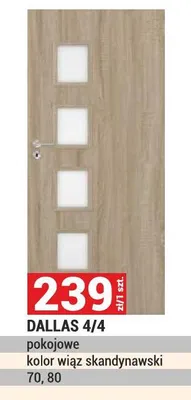 Drzwi DALLAS 4/4 pokojowe kolor wiąz skandynawski 70 80 promocja w Merkury Market
