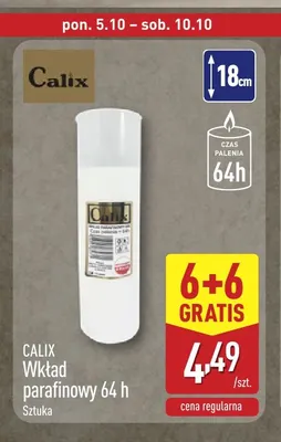 Wkład parafinowy 64 h Calix promocja w Aldi