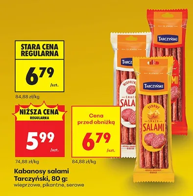 Kabanosy salami wieprzowe promocja w Biedronka