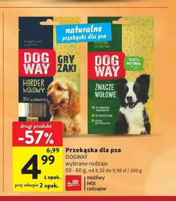 Przekąska dla psa Dogway Żwacze Wołowe promocja w Intermarche