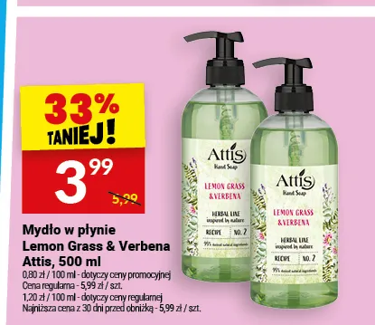 Mydło w płynie Lemon Grass & Verbena Attis promocja w Twój Market