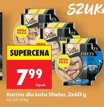 Karma dla kota Sheba Filets Tuńczyk Kurczak Mega Paka promocja w Biedronka