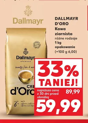 Kawa ziarnista Dallmayr d'Oro promocja w Kaufland