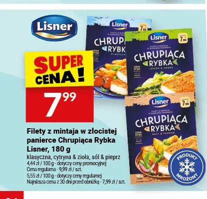 Filety z mintaja w złocistej panierce Chrupiąca Rybka cytryna & zioła Lisner promocja w Twój Market