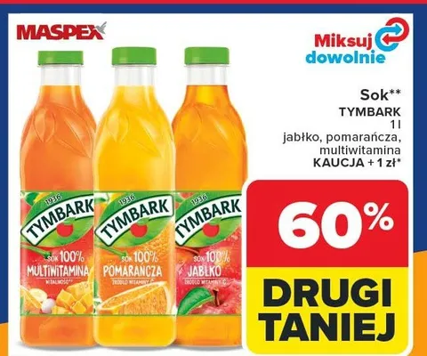 Sok jabłkowy Tymbark 1936 promocja w Carrefour Market
