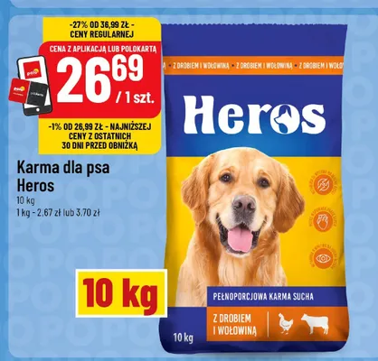 Karma dla psa Heros z drobiem i wołowiną promocja w POLOmarket