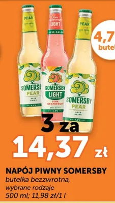 Napój piwny Somersby butelka bezzwrotna wybrane rodzaje promocja w ABC
