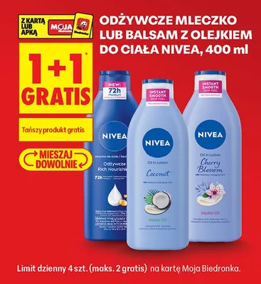 Odżywcze mleczko lub balsam z olejkiem do ciała różne rodzaje promocja w Biedronka