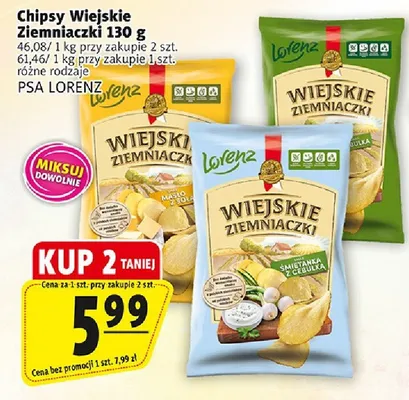 Chipsy Wiejskie Ziemniaczki różne rodzaje promocja w Prim Market