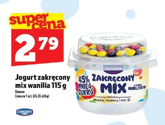 Jogurt zakręcony mix wanilia Danone promocja w TOPAZ