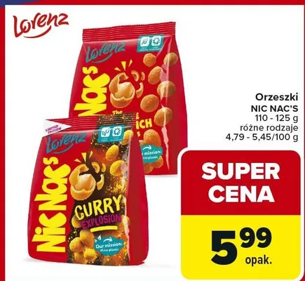 Orzeszki NIC NAC'S różne rodzaje promocja w Carrefour Market
