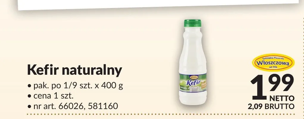 Kefir naturalny Włoszczowa promocja w Makro