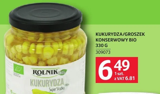 Kukurydza/groszek konserwowy Bio Rolnik 309073 promocja w Selgros