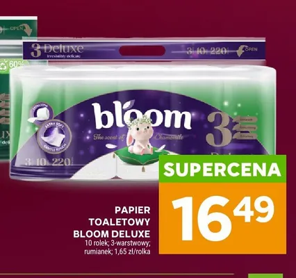 Papier toaletowy Bloom Deluxe rumiankowy 3-warstwowy 10-pak promocja w Stokrotka