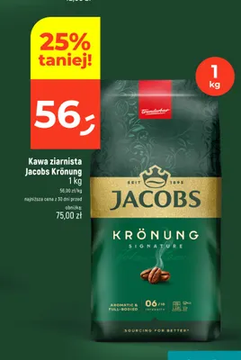 Kawa ziarnista Jacobs Krönung promocja w Dealz