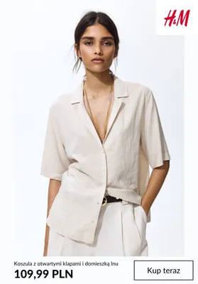 Koszula z otwartymi klapami i domieszką lnu H&M promocja w H&M
