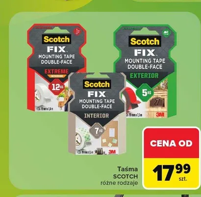 Taśma montażowa dwustronna Scotch Fix Extreme promocja w Carrefour