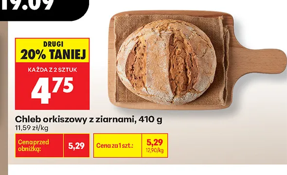 Chleb orkiszowy z ziarnami promocja w Biedronka