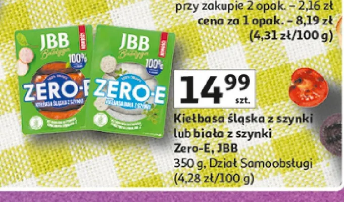 Kiełbasa śląska z szynki Zero-E JBB promocja w Auchan