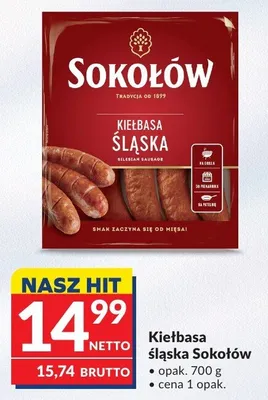 Kiełbaski z szynki Sokołów promocja w Makro