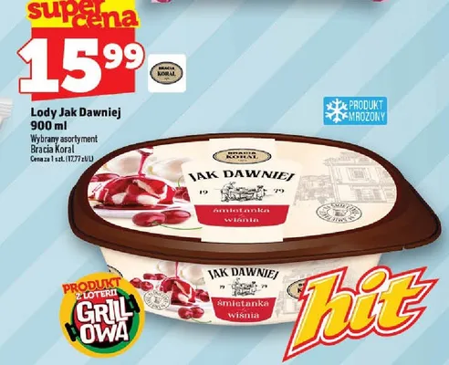 Lody Jak Dawniej śmietanka wiśnia promocja w TOPAZ