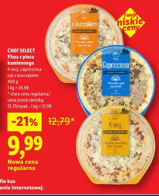 Pizza z pieca kamiennego 4 sery Chef Select promocja w Lidl