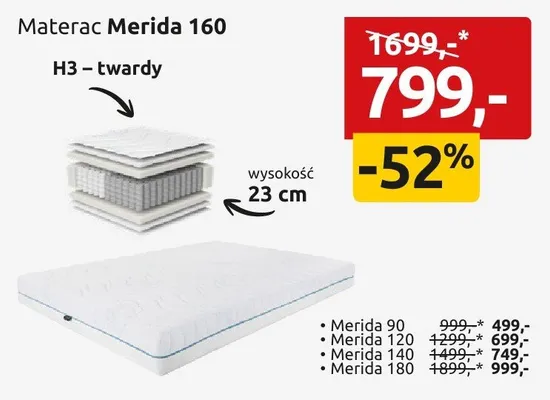 Materac Merida 160 promocja w Black Red White