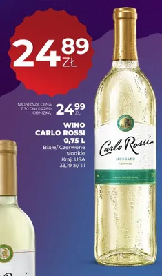 Wino Carlo Rossi białe słodkie promocja w Duży Ben