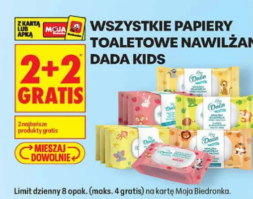 Papiery toaletowe nawilżane Dada Kids promocja w Biedronka