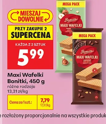 Maxi Wafelki orzechowe Bonitki promocja w Biedronka