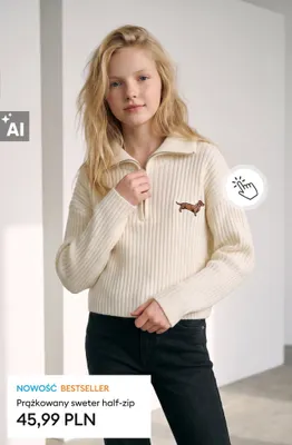 Prążkowany sweter half-zip promocja w Sinsay