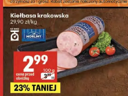 Kiełbasa krakowska Morliny promocja w Delikatesy Centrum