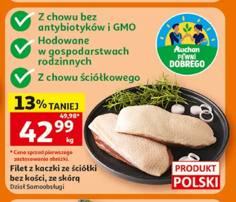 Filet z kaczki ze ściółki bez kości ze skórą promocja w Auchan
