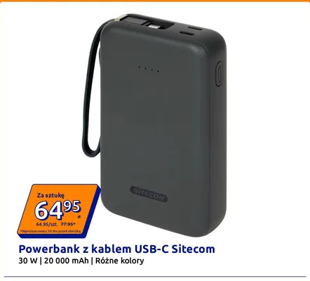 Powerbank z kablem USB-C Sitecom promocja w Action