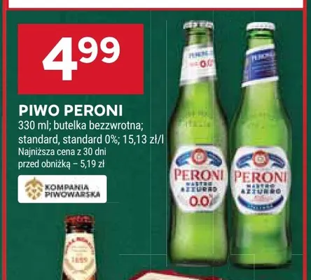 Piwo bezalkoholowe Peroni Nastro Azzurro promocja w Stokrotka
