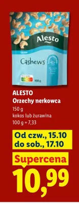 Orzechy nerkowca kokos Alesto promocja w Lidl