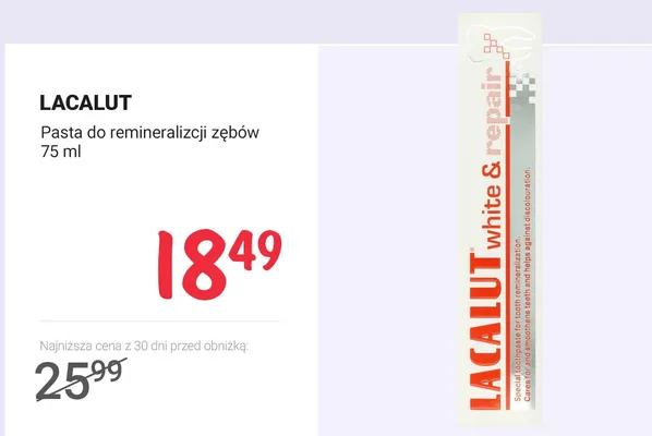 Pasta do remineralizacji zębów LACALUT promocja w Rossmann