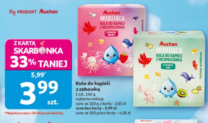 Kula do kąpieli z zabawką Auchan o zapachu kiwi promocja w Auchan
