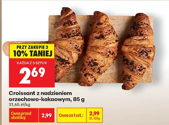 Croissant z nadzieniem orzechowo-kakaowym promocja w Biedronka